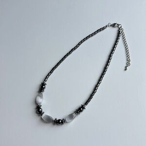 Black beaded chain necklace